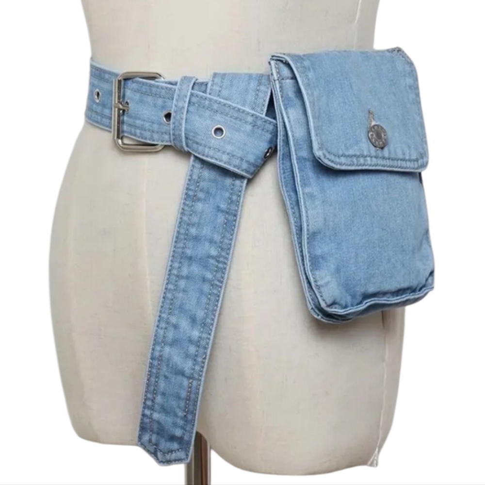 NEW Denim Belt Bag with Pouch